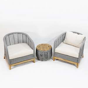 Conjunto de Muebles de Jardín de Mimbre y Madera para Exteriores, Resistente a la Intemperie, Comehome - Product Image 1