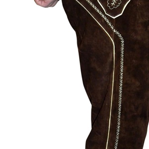 Kneibund Costume Leather Pants <b>Knee</b> <b>Strap</b> Leather Pants <b>Strap</b> Suede Embroidered Lederhosen for Men Oktoberfest Leather Trouser - Product Image 4