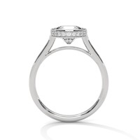 Bague solitaire Pacho 2.0ct en moissanite ronde brillante sertie clos avec halo caché en argent sterling 925