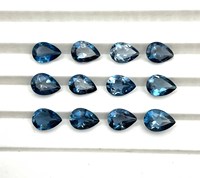 Topaze bleue de Londres naturelle à facettes, taille poire, 5-7 mm, pierre précieuse en vrac pour la fabrication de bijoux, avec jeu de couleurs et certifiée GTC