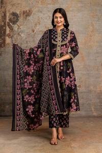Ensemble ethnique pour femmes, haut et bas, vêtements indiens pour femmes, haut Anarkali en coton imprimé avec pantalon et dupatta en dentelle Kota Doria - Product Image 6