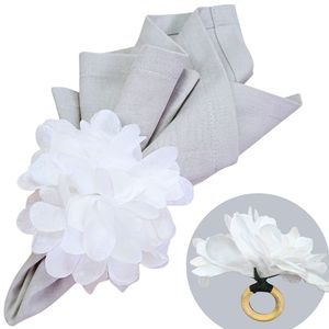 Floral Napkin Ring White Chrysanthemum Handmade <b>Table</b> Decor for Weddings Hotels Restaurants Events OEM Bulk <b>Table</b> Setting Access - Product Image 1