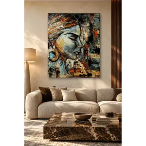 Fida, Mujer en Perfil con Pendientes de Aro, Pintura al Óleo con Espátula, Impresión en Lienzo - Product Image 4