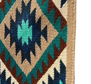 Western Saddle Pad Turquoise <b>Brown</b> Navajo Diamond Pattern Handwoven <b>Wool</b> Horse Riding Blanket Tack Gear - Product Image 3