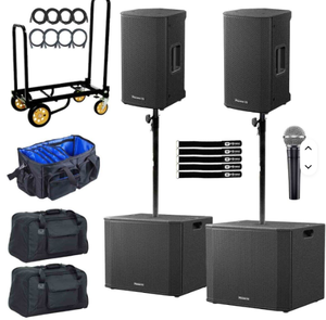 Ensemble de deux enceintes actives professionnelles DJ XPRS102 de 10 pouces avec caisson de basses de 18 pouces - Product Image 4