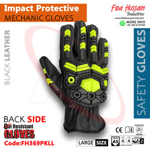 2024 Guantes mecánicos personalizados de alta calidad Guantes de cuero protectores contra impactos para uso en exteriores Venta al por mayor de Pakistán - Product Image 5
