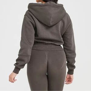 Printing Logo <b>Long</b> Sleeve Crop Hoodie Zipper Drawstring <b>Sweatshirts</b> Women Crop Top Hoodie - Product Image 6