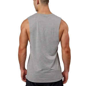 Camiseta sin mangas de gimnasio para hombre, camiseta transpirable Spandex de algodón con estampado de logotipo de punto con cuello redondo, camiseta de entrenamiento lavada informal al por mayor - Product Image 2