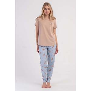 KADIN P.SUPREM O YAKA KISA KOL ETEGI OVAL PIJAMA TAKIM - สีเบจ - สีเบจ - Product Image 1