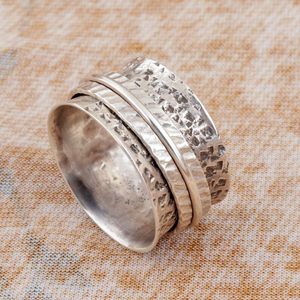 925 Sterling Silver Handmade 18K Gold Plated Design <b>Spinner</b> <b>Ring</b> Women Classic Wedding Party Certified Anxiety - Product Image 4