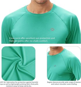 เสื้อป้องกันผดผื่นแขนยาวป้องกันแสงแดด UPF 50 + UV สำหรับผู้ชายผ้าซับลิเมตสำหรับใช้เป็น MMA แห้งเร็วน้ำหนักเบา - Product Image 5