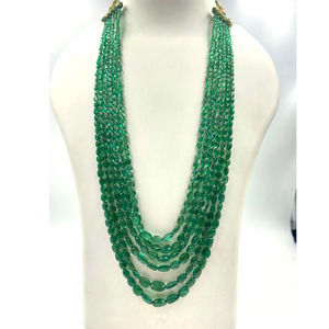 Collar de Cuentas de Esmeralda Natural de Zambia, Hecho a Mano, Altamente Pulido, 6mm-10mm, Cuentas de Pepita Verde Vintage, Joyería de Moda - Product Image 1