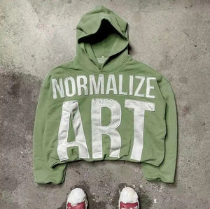 Sweat à capuche Boxy de haute qualité du Pakistan Design vieilli Streetwear lourd en coton avec tissu polaire d'impression en relief - Product Image 4