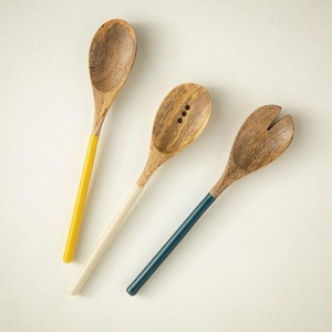 Handmade Classic Wooden <b>Salad</b> <b>Spoon</b> & Fork With Resin Handle Premium Quality Eco Friendly Cutlery For Parties Food Serving - Product Image 4