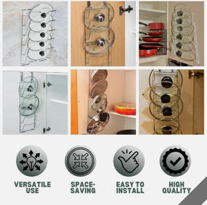 Support de couvercle de casserole à 2 sections Cintre pour <span class=keywords><strong>placard</strong></span> de cuisine Support de rangement à 6 couches Couvertures de casseroles Étagère d'organisation - Product Image 6