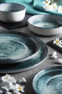 Service de table de 6 assiettes à soupe 18x5 cm, assiettes en céramique verte, impression numérique durable avec pigments réactifs, design italien européen - Product Image 5