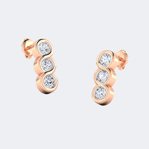 0.70CTW Round Bezel Set Linear Drop <b>Earrings</b> 14k Gold Lab Grown <b>Diamond</b> <b>Dangle</b> Studs Minimalist Jewelry for Women - Product Image 5