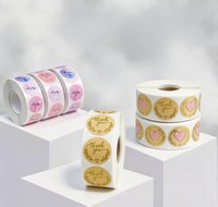 Rollo de Etiquetas Adhesivas de Agradecimiento para Marca Corporativa, Logotipo Personalizado, Etiquetas de Sellado Impermeables, Suministro al por Mayor para Empaquetado Empresarial