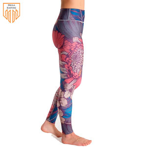 Leggings de compression à imprimé floral pour femmes, vêtements d'entraînement et de sport de marque personnalisée, vêtements de fitness et de yoga pour femmes, vente en gros - Product Image 5