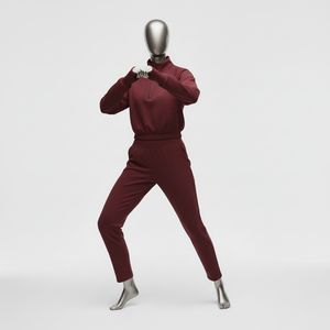 Conjunto Deportivo de Invierno con Estampado, Chaqueta Cortavientos y Pantalones Jogger de Alta Calidad, Personalizado para Mujer, Bloques de Color, 2 Piezas, Media Cremallera - Product Image 3