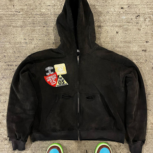 Sweat à capuche zippé délavé à l'acide lourd pour hommes personnalisé de haute qualité décontracté unisexe sweats à capuche pour hommes pour l'hiver ODM brodé - Product Image 2