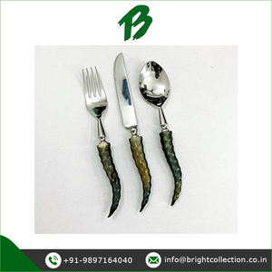 New Silver Luxury Design Stainless Steel Natural Horn Handle <b>Cutlery</b> <b>Set</b> Silver Polished or Hotel and Home Usage - Product Image 2