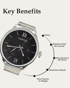 Orologio di Lusso Vision con Vetro Zaffiro, Cinturino in Maglia di Acciaio Inossidabile, Resistente all'Acqua 10ATM, Diametro Cassa 45mm, Spessore 10mm, Movimento MIYOTA - Product Image 2