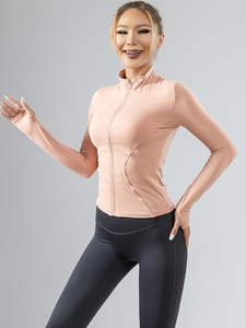 Chaqueta de yoga para mujer, transpirable, ropa deportiva, chaqueta de yoga personalizada, elástica, para entrenamiento, gimnasio, correr, fitness, ajuste ceñido, con cremallera. - Product Image 4