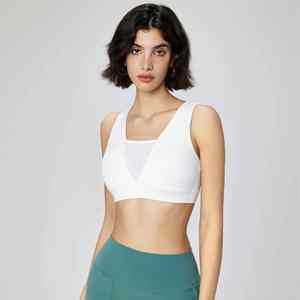 Sujetador deportivo de verano para gimnasio y Yoga para mujer, camiseta sin mangas de malla transpirable con cuello en V y almohadilla extraíble para el pecho, Top corto de Fitness - Product Image 3