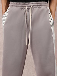 Joggers de pierna ancha con rayas laterales para hombre, pantalones de chándal de lana de gran tamaño lavados, ropa informal de algodón grueso, ropa inferior - Product Image 5