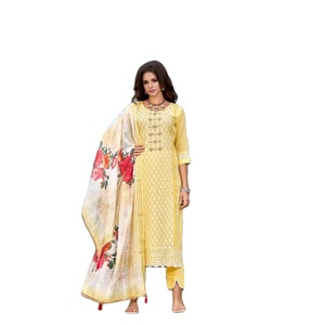 Viscosa Roman Bored White Schilling Work y trabajo hecho a mano en algodón Cambric con estampado Dupatta - Product Image 1