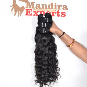 100% Cuticules vierges brutes alignées sans enchevêtrement Extensions de cheveux humains indiens noirs soyeux Bundles ondulés Style vague profonde lâche - Product Image 3