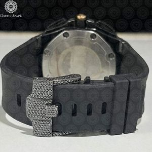 Men's Luxury Stainless Steel Mechanical Watch Round Analog Dial Sapphire Crystal Diamond Accents Rubber Band <b>Chronograph</b> - Product Image 2