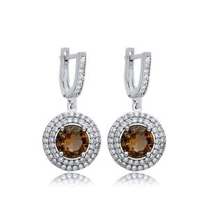 Pendientes colgantes geométricos de sultanita de diseño redondo CZ PIEDRA DE CAMBIO DE Color al por mayor joyería de plata 925 hecha a mano - Product Image 1