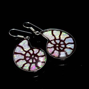 ต่างหูอัญมณีแอมโมไนต์ทำมือหลากสีทำด้วยมือทำจากเงินแท้สำหรับงานแต่งงาน925 - Product Image 3