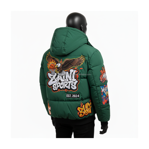 <b>Winter</b> Puffer Jacket Polyester Fabric <b>Thick</b> Quilted <b>Coat</b> Custom Logo Embroidery Patchwork Warm Streetwear Puffer Jacket for man - Product Image 4