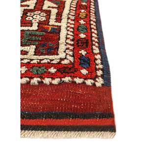 Alfombra de lana anudada a mano Aalam Paem-125 color marfil con medallón abstracto para sala de estar, entrada, pasillo, rectangular, tipo rompecabezas, para adolescentes - Product Image 4