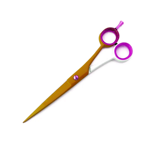 กรรไกรความงามสแตนเลสสีขาวและสีน้ําตาลเยอรมันใบมีดตรงพร้อมที่วางนิ้วปรับได้และแหวนยาง - Product Image 3