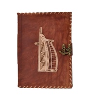 Cuaderno personalizado cortado diseños de trabajo hechos a mano nuevo Burj Al Arab diario de cuero genuino latón antiguo C-Lock diario diarios cuaderno