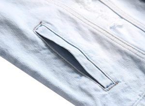 แจ็คเก็ตยีนส์ลำลองสไตล์ฤดูใบไม้ร่วง ติดกระดุม ซักแล้ว โลโก้ด้านหน้า บริการ OEM กันน้ำ ระบายอากาศ สตรีทแวร์ - Product Image 6