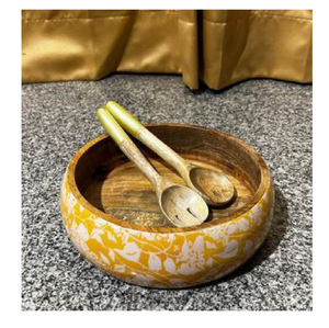 Ensaladera de madera de mango de 7x3 pulgadas de primera calidad, ecológica, con interior de resina epoxi pulida para graduación, cena directa desde la India - Product Image 2