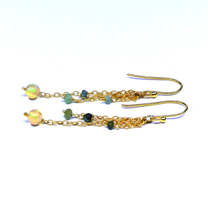 Vêtements de mariage en argent sterling 925 plaqué or Vermeil multi couleur pierres précieuses femmes portent des boucles d'oreilles suspendues - Product Image 6