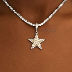 925 <b>Sterling</b> <b>Silver</b> Two Tone <b>Star</b> Pendant <b>Necklace</b> New Style VVS Moissanite Diamond Hip Hop Jewelry for Women - Product Image 1