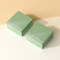 Boîte cadeau de luxe avec logo personnalisé, boîte carrée en carton rigide vert, boîte à bijoux personnalisée avec couvercle et base, avec insert en mousse