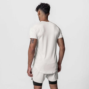 Camiseta con cuello redondo informal holgada para hombre con logotipo personalizado, conjunto de pantalones cortos deportivos de verano, fabricante de pantalones activos de manga corta fina - Product Image 2