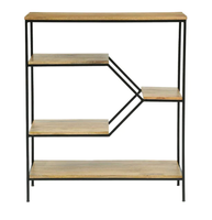 Étagère murale/de sol en métal au design en treillis de laiton AK en noir de jais fini avec 3 étagères utilitaire pour la décoration intérieure de la maison/bureau