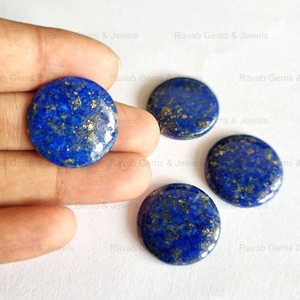 Cabochon rond plat de 20mm de haute qualité en Lapis Lazuli lisse naturel taille calibrée pierre précieuse en vrac pour la fabrication de bijoux - Product Image 2