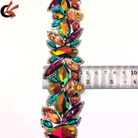 Applique de strass en résine multicolore thermocollante pour costumes de scène, défilés, carnavals et garnitures décoratives de bijoux