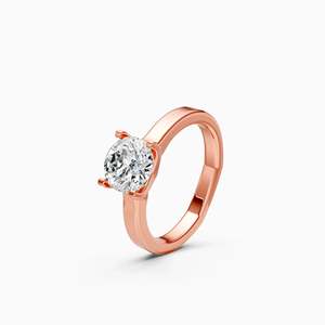 Anillo de compromiso clásico solitario con diamante cultivado en laboratorio de cuatro puntas redondas de 1.25 quilates en oro amarillo, blanco y rosa de 9 quilates. - Product Image 2