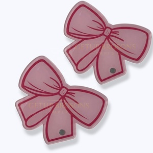 Sustainable Acrylic Solid Custom Pink Bow Shape Lash Tiles with <b>Magnet</b> Holder Eyelash Extension Tools - Product Image 2